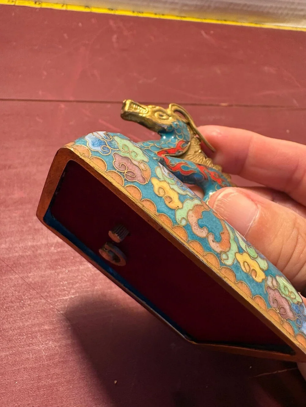 Vintage Cloisonné Dragon Trinket Box Floral Pattern numbered collectable